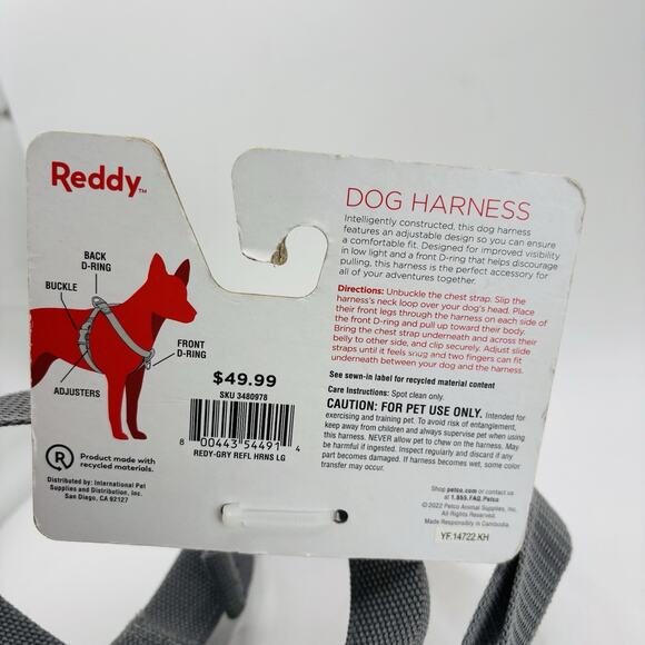 Reddy Reflective Strap Dog Harness Large Silver. New. Clean! - Picture 4 of 10